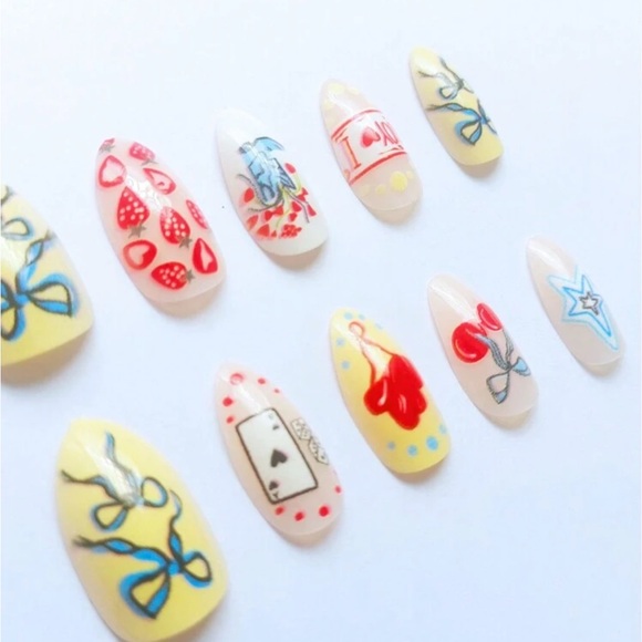 24pcs Summer Fresh Nail Art Design: Almond, Cherry, Strawberry Pattern. - Picture 3 of 4